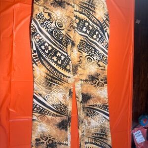 iOS Women's Black and Gold Patterned Pants